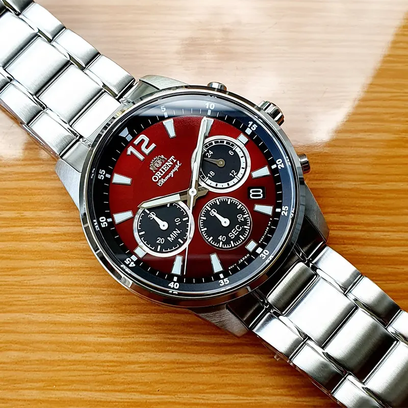 Orient Sports Chronograph Maroon Dial Men's Watch- RA-KV0004R